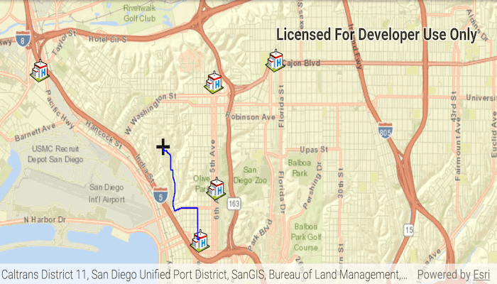 Image of find closest facility to an incident interactive