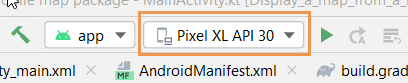 Currently selected AVD in Android Studio