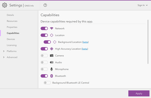 Enable High Accuracy, Bluetooth, and Background Location capabilities