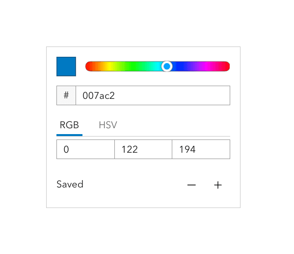 The Color Picker component with its upper color graph disabled