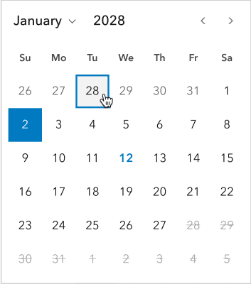 Date Picker's enhanced contrast for its initial and interactive states
