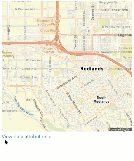 A streets static map with data attribution text shown as a collapsible element.