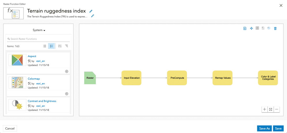 Raster function editor