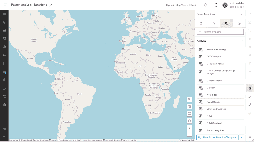 Raster functions Map Viewer