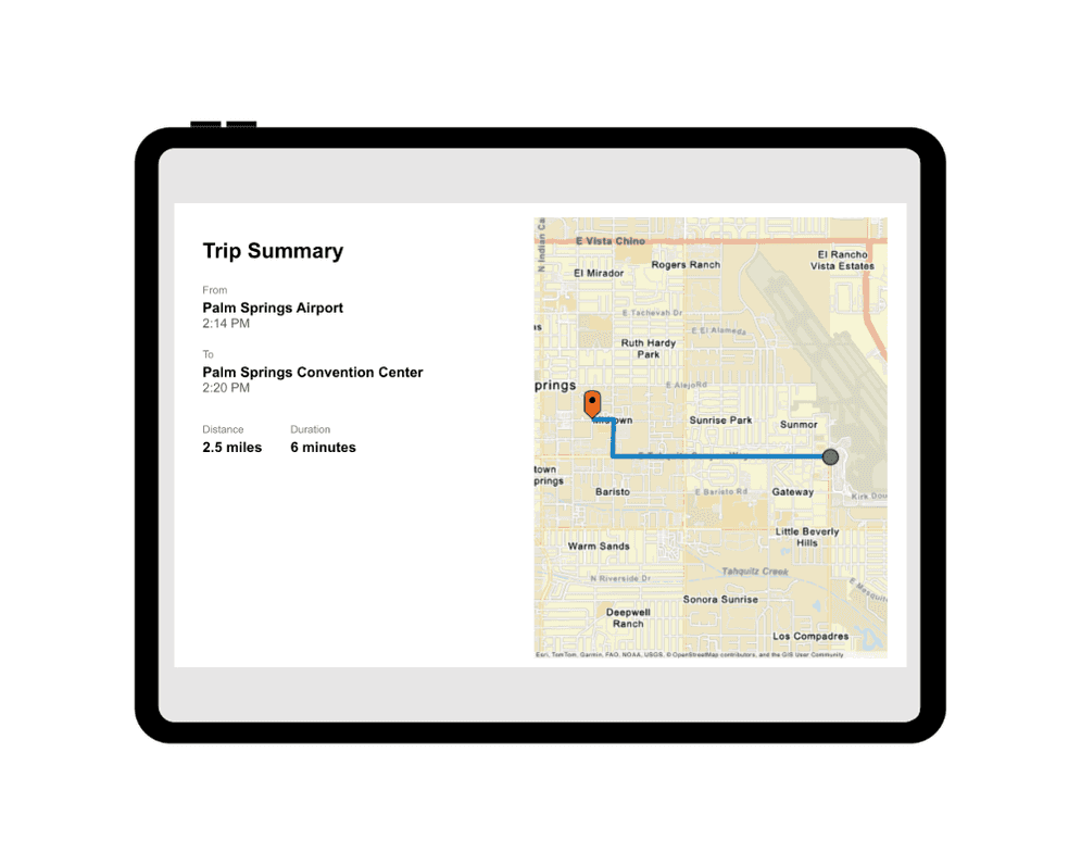 Rideshare receipt showing a static map with a polyline