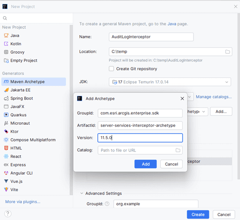 Create the service interceptor project