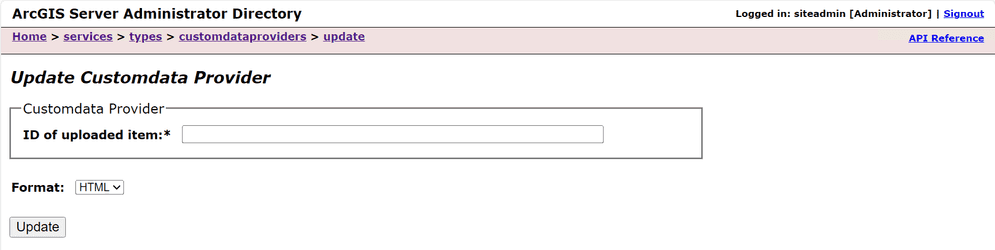 cdf arcgis server update provider page