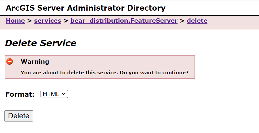 cdf arcgis server delete service 2