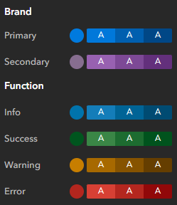 Screenshot of the brand color and function color settings