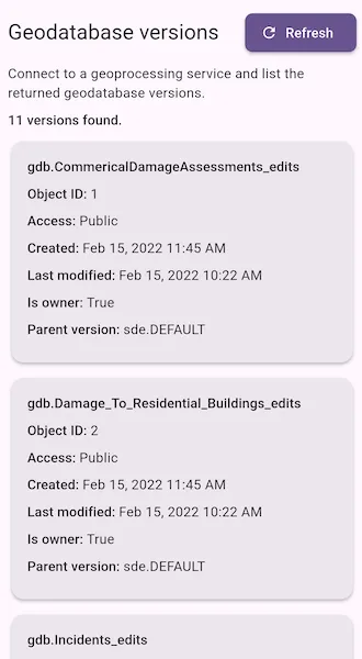 Image of list geodatabase versions