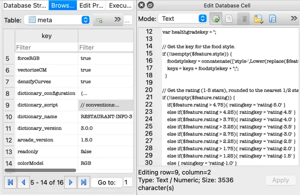 The meta table in the style file contains the dictionary configuration and script.