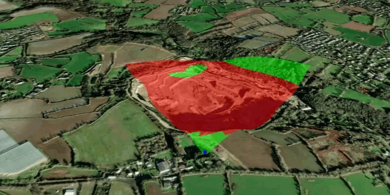 Animation showing how a viewshed changes according to scale.