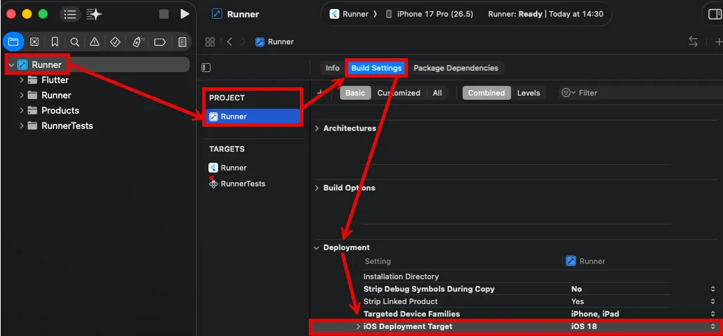 Set the iOS deployment target