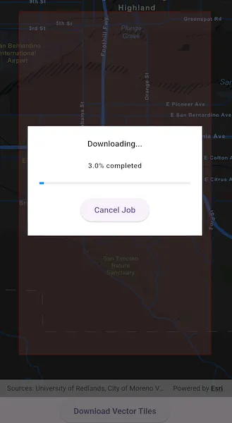 Image of download vector tiles to local cache