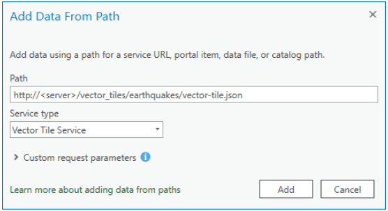 vector tiles add data dialog