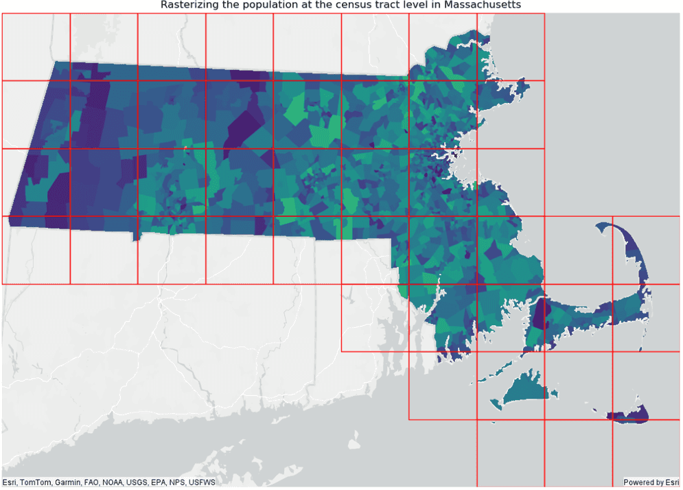 Plotting example for a Geometry to Raster result.