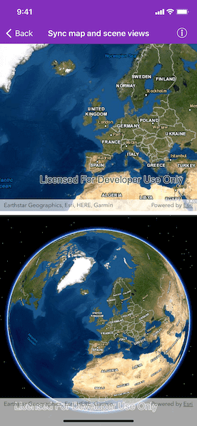 Sync map and scene views sample