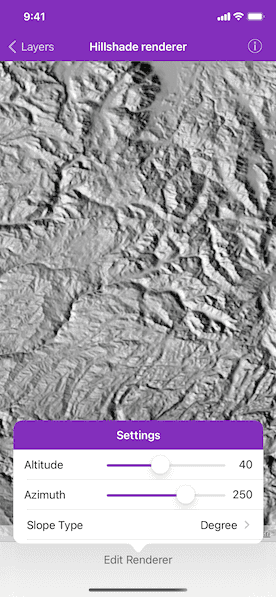 Hillshade renderer settings