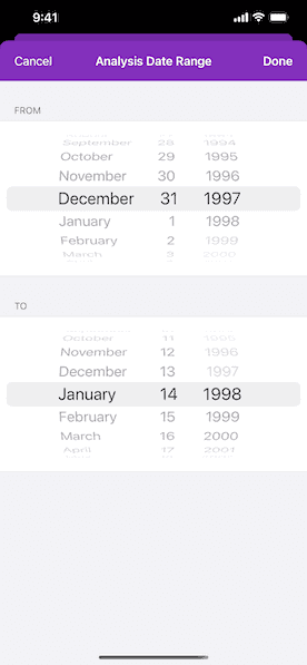 Analysis date picker