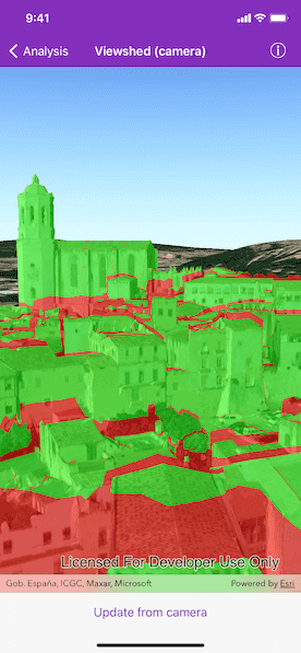 Viewshed analysis from a camera