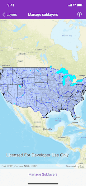 Map displaying all sublayers