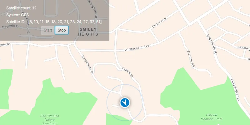 Image of display device location with nmea data sources