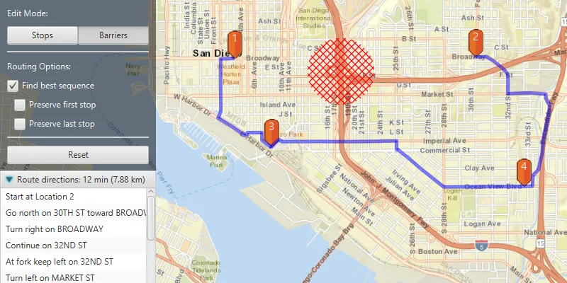 Image of routing around barriers