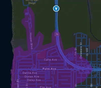 A geotrigger that routes to an associated charging station.