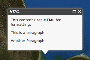 Info window with HTML