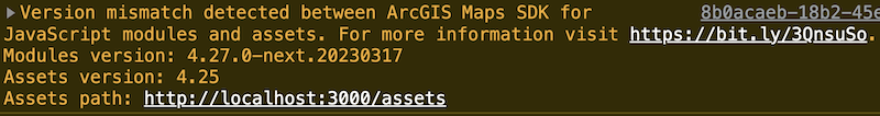 Assets mismatch console warning