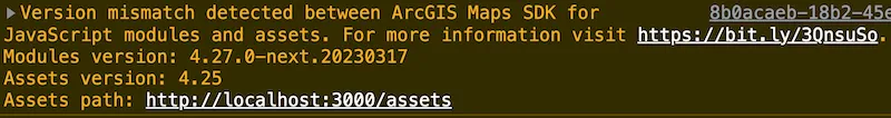 Assets mismatch console warning