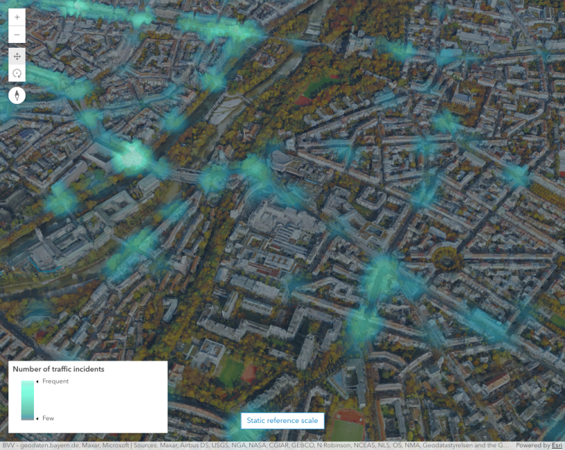 Visualize points in a scene with a heatmap