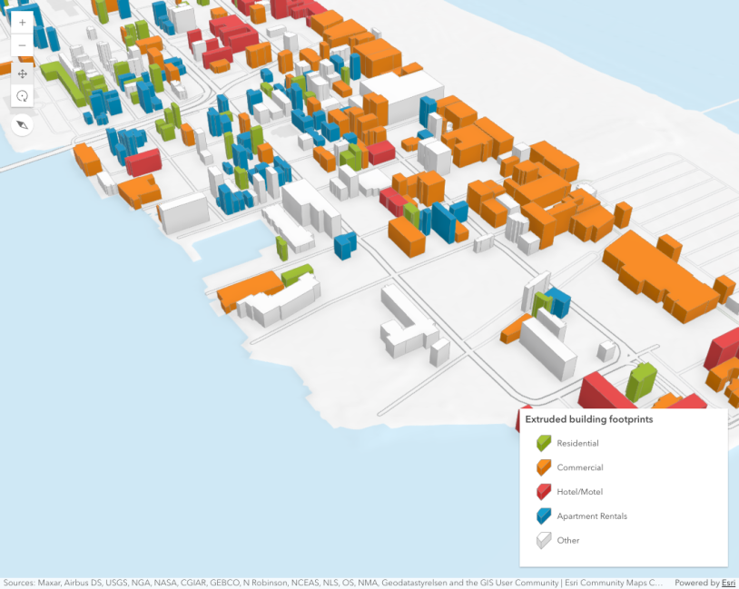 Extrude building footprints based on real world heights