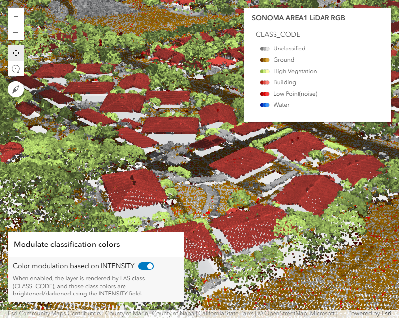 Thumbnail for PointCloudLayer - intensity color modulation