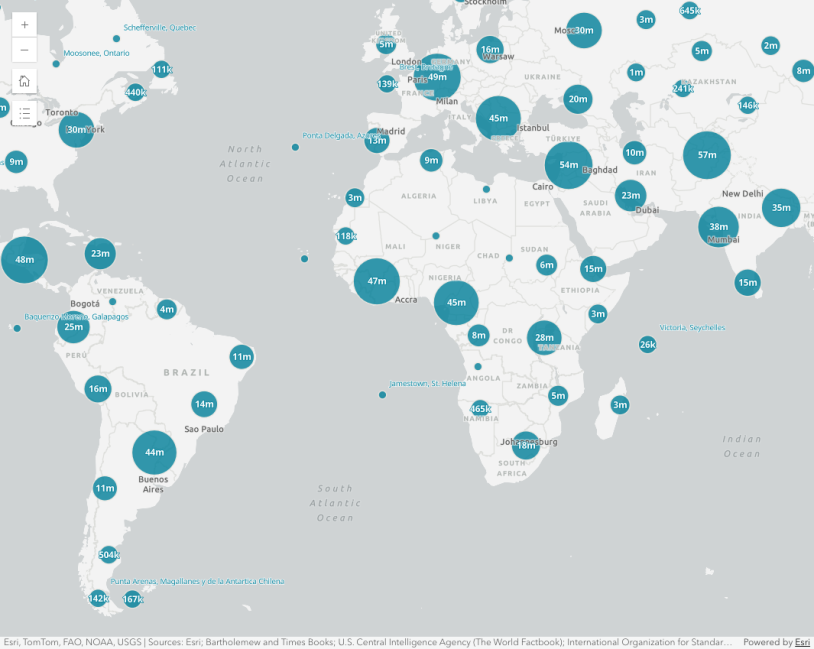 Thumbnail for Cluster size based on the sum of a field