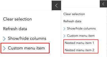 Custom nested menu items