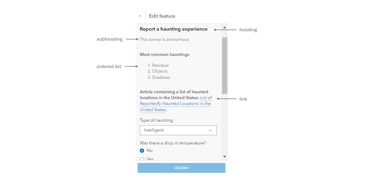 form template text element