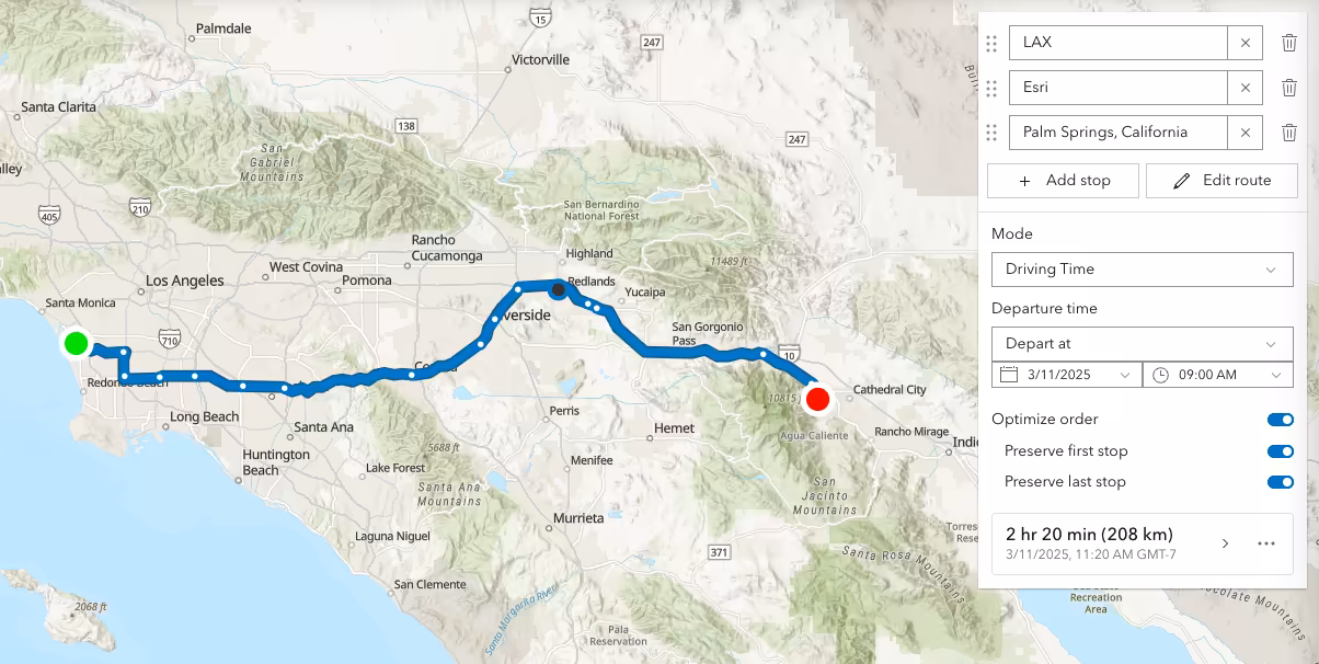 Directions with 3 stops