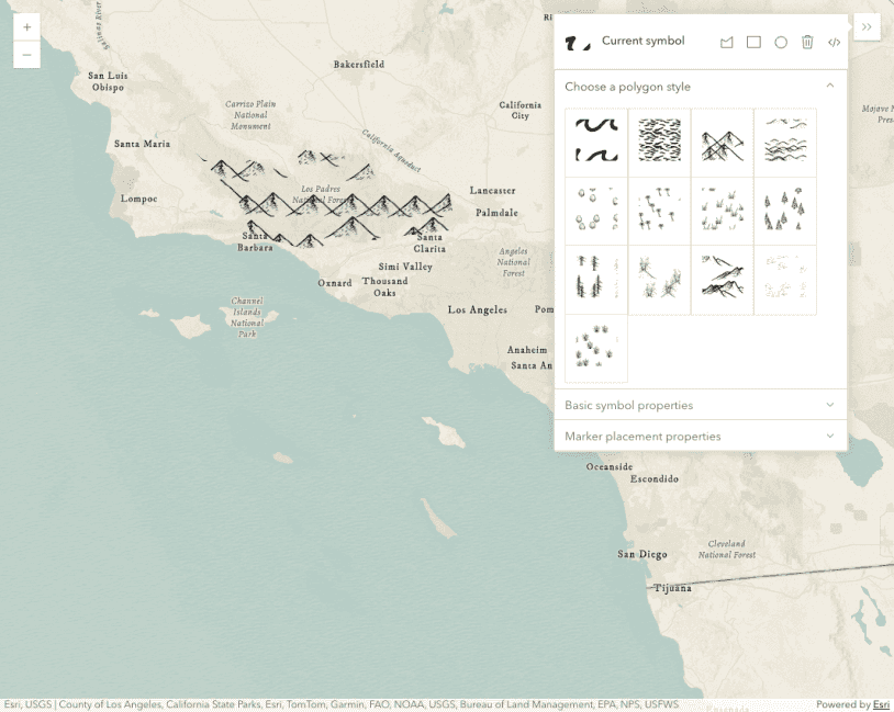 Image preview of related sample Adjust marker placement in polygon symbols