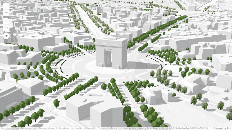 OSM buildings and trees