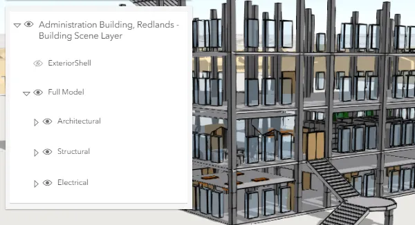 A detailed building interior and its components.