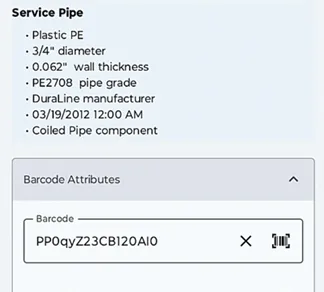 Example of barcode input for a field form element.