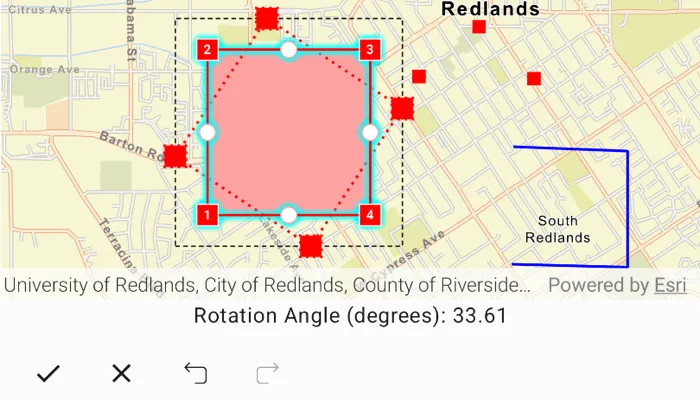 Image of geometry editor with rotation and scaling selection handles visible