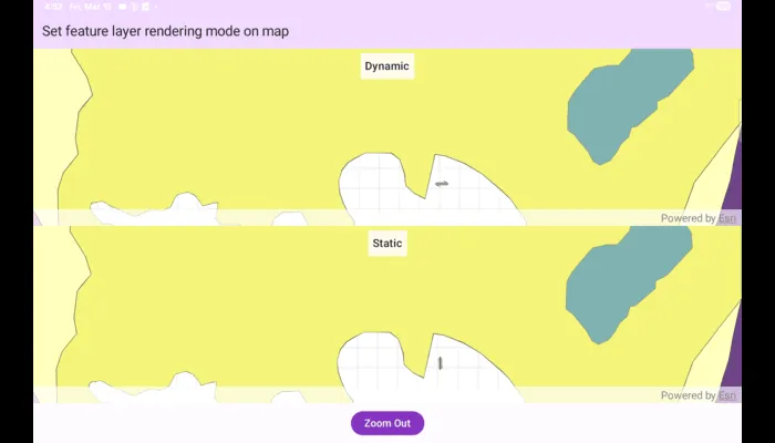 Screenshot of Set feature layer rendering mode on map sample