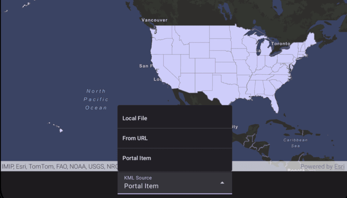 Screenshot of Add KML layer sample