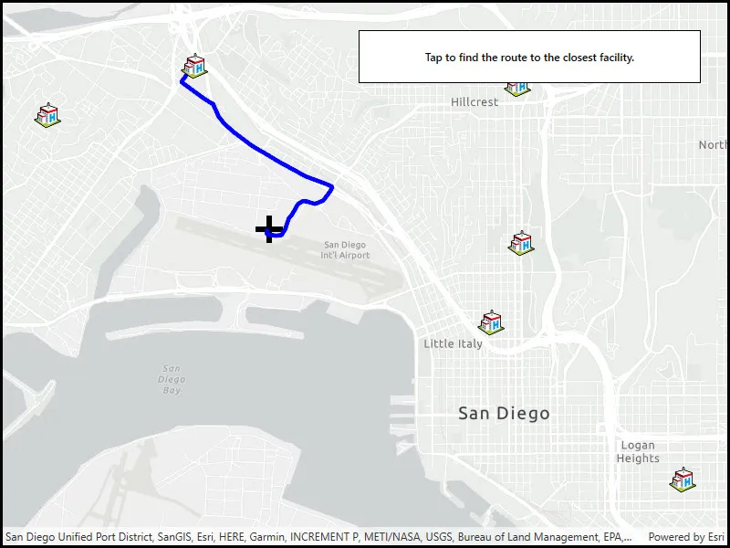 Image of find closest facility to an incident interactive