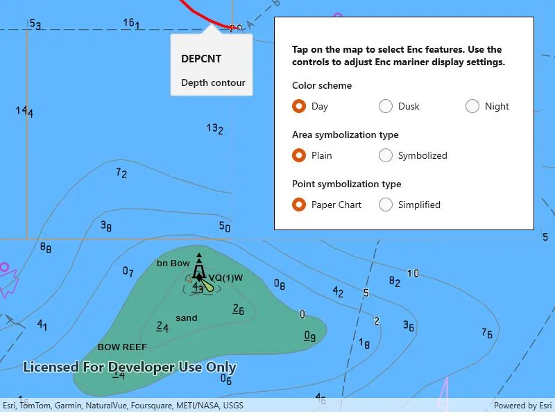 Screenshot of Configure electronic navigational charts sample