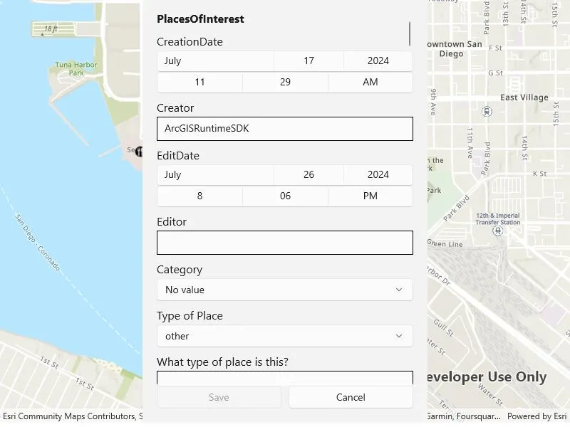 Image of Edit features using feature forms sample