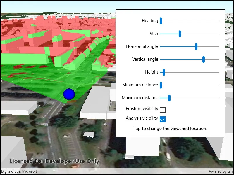Image of exploratory show viewshed from point in scene