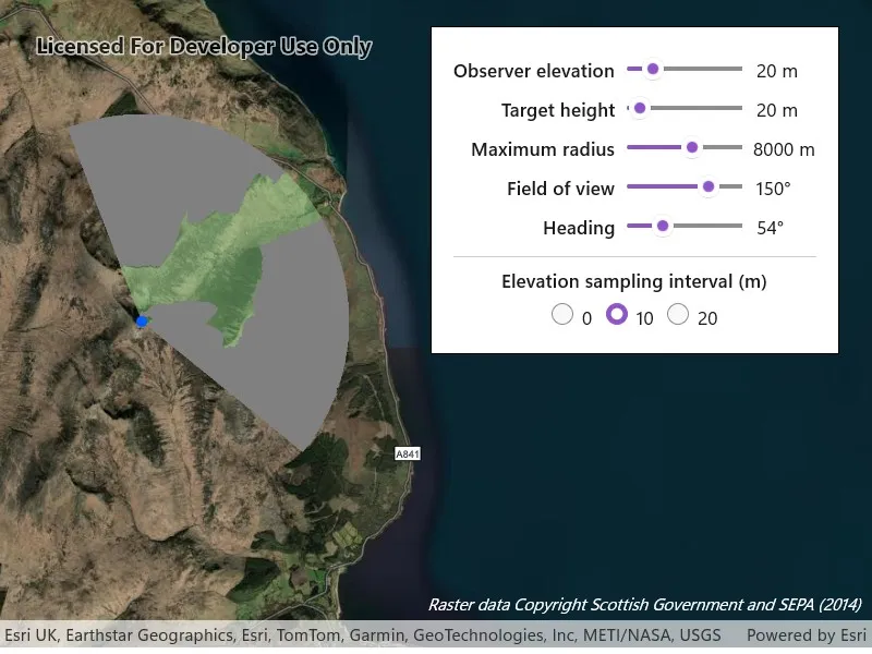 Show interactive viewshed with analysis overlay sample